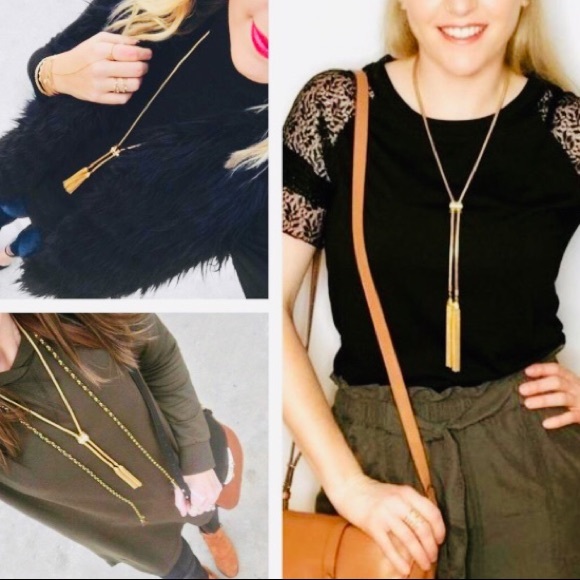 Stella and Dot | Vintage Gold Jacqueline Adjustable Slide Tassel Necklace - Picture 6 of 8